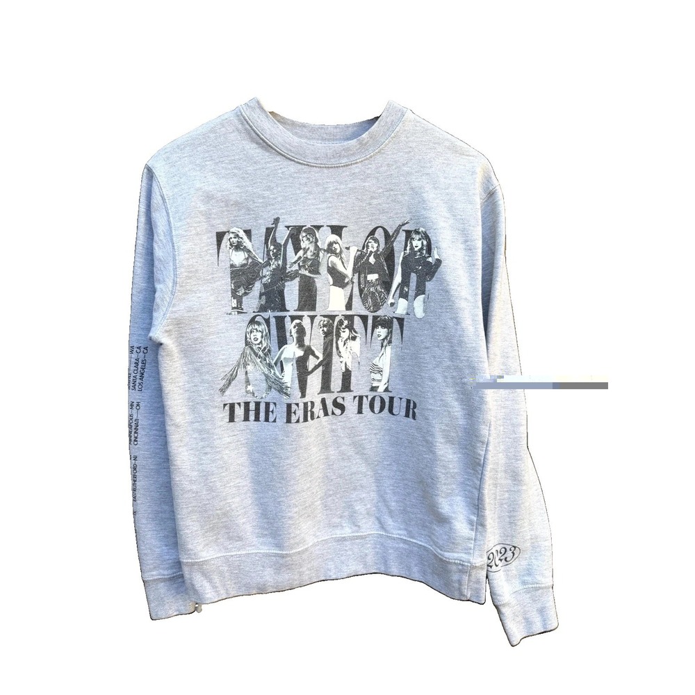 VTG Taylor Swift The Eras Tour Crewneck Sweatshirt Women's Small Heather Gray
